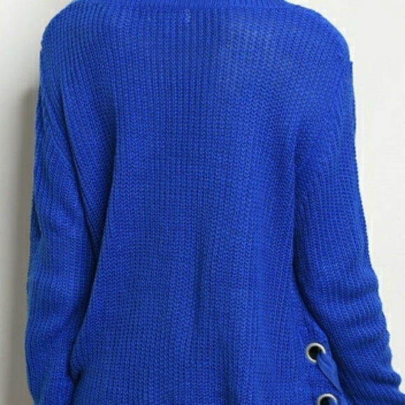 Royal Blue Long Sleeve Sweater - Picture 3 of 8